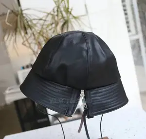 Original Plan Leather Zipper Bucket Hat