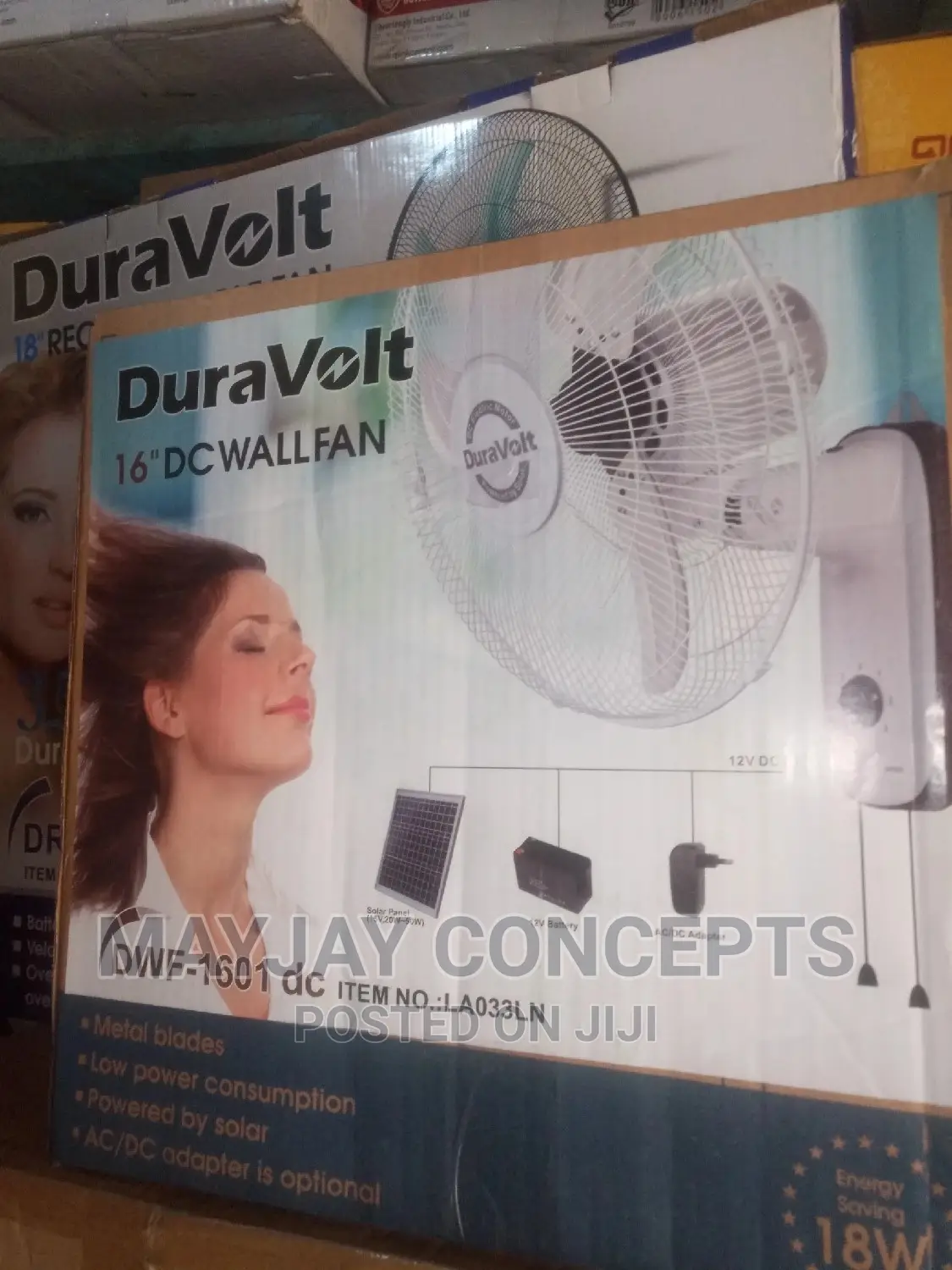 16" Duravolt Ac/Dc Solar Wall Fan And Electricity Wall Fan