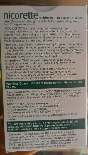 Nicorette Fruitfusion Freshmint Gum * 4mg by 105 Pieces