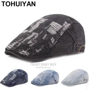 Vintage Flat Denim Caps Black