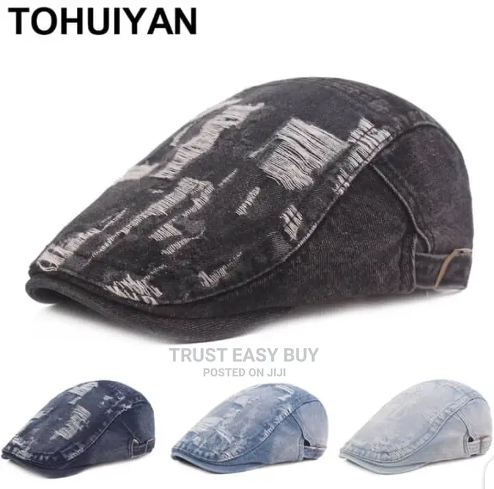 Vintage Flat Denim Caps Black