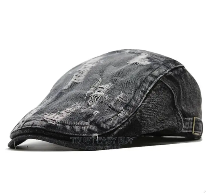Vintage Flat Denim Caps Black