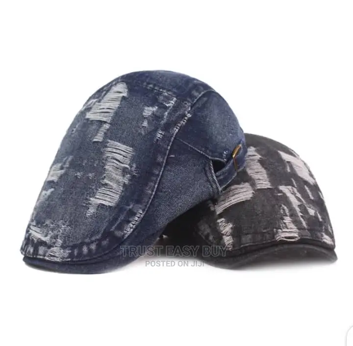 Vintage Flat Denim Caps Black