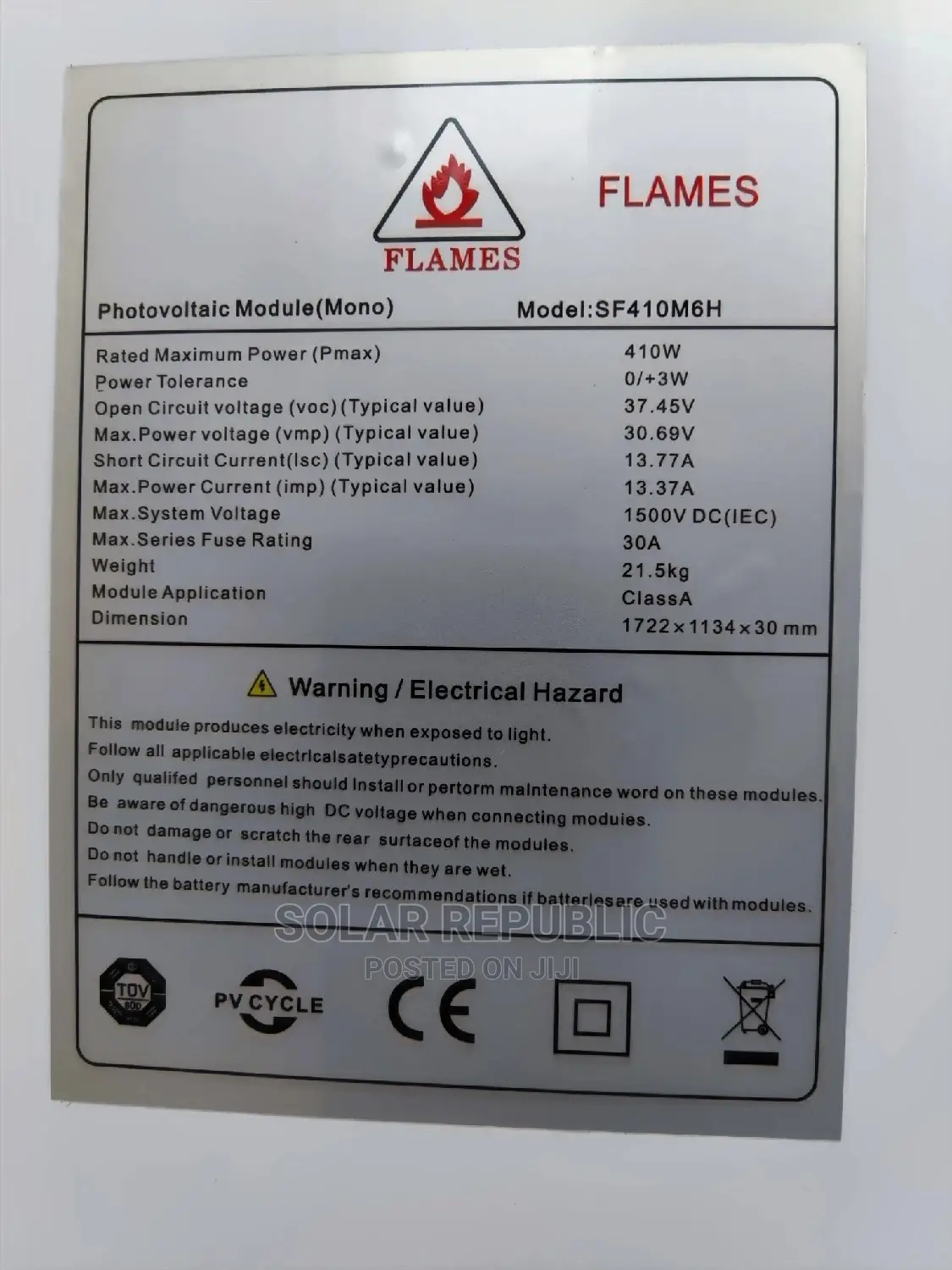 410W Halfcut Mono Solar Flames