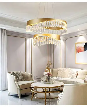 Postmodern LED Crystal Chandelier Stainless Steel Golden.