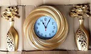 Beautify Gold Wall Clock With 2 Decorations