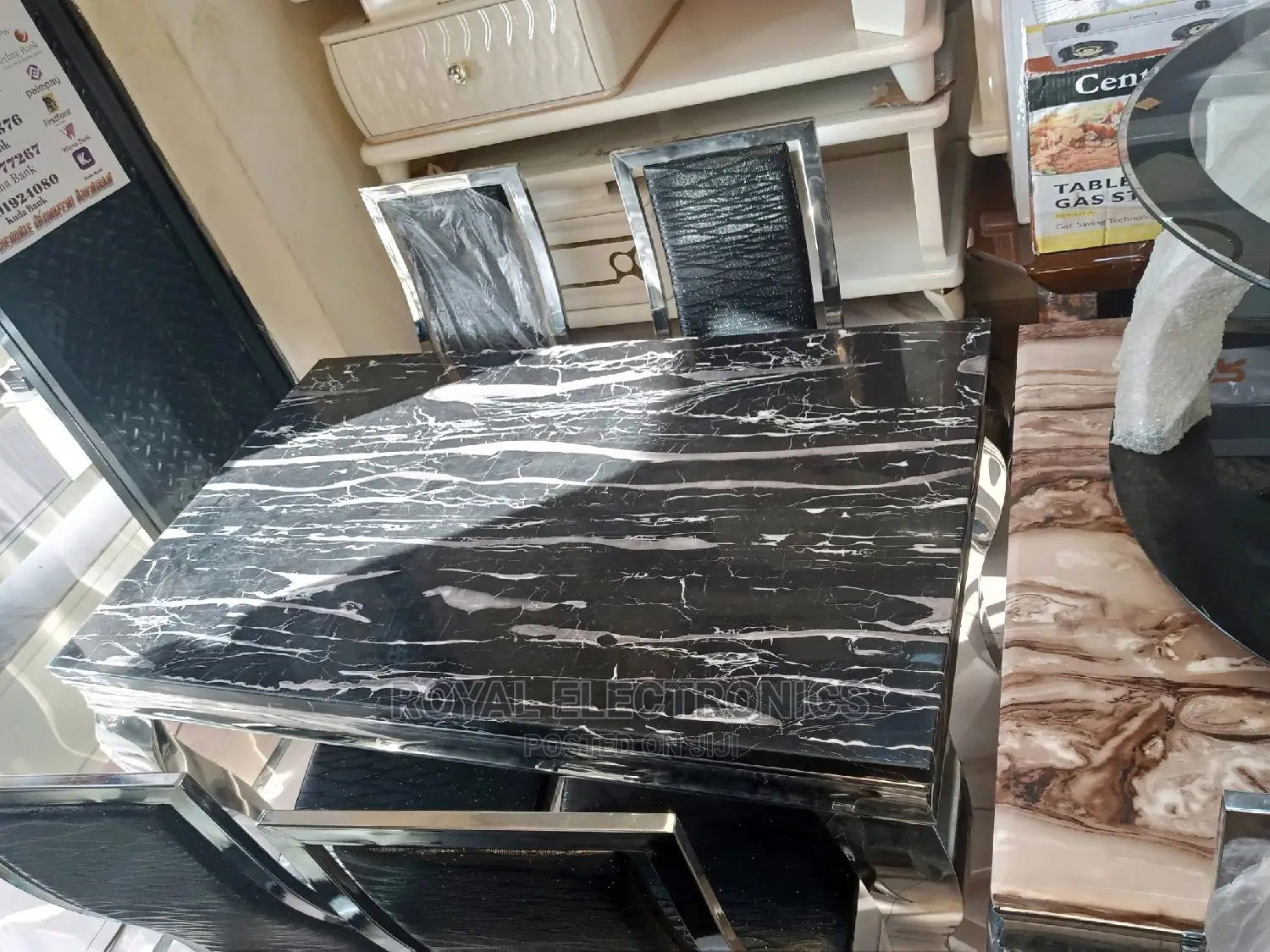 4 Chairs Modern Marble Top Dining Sets