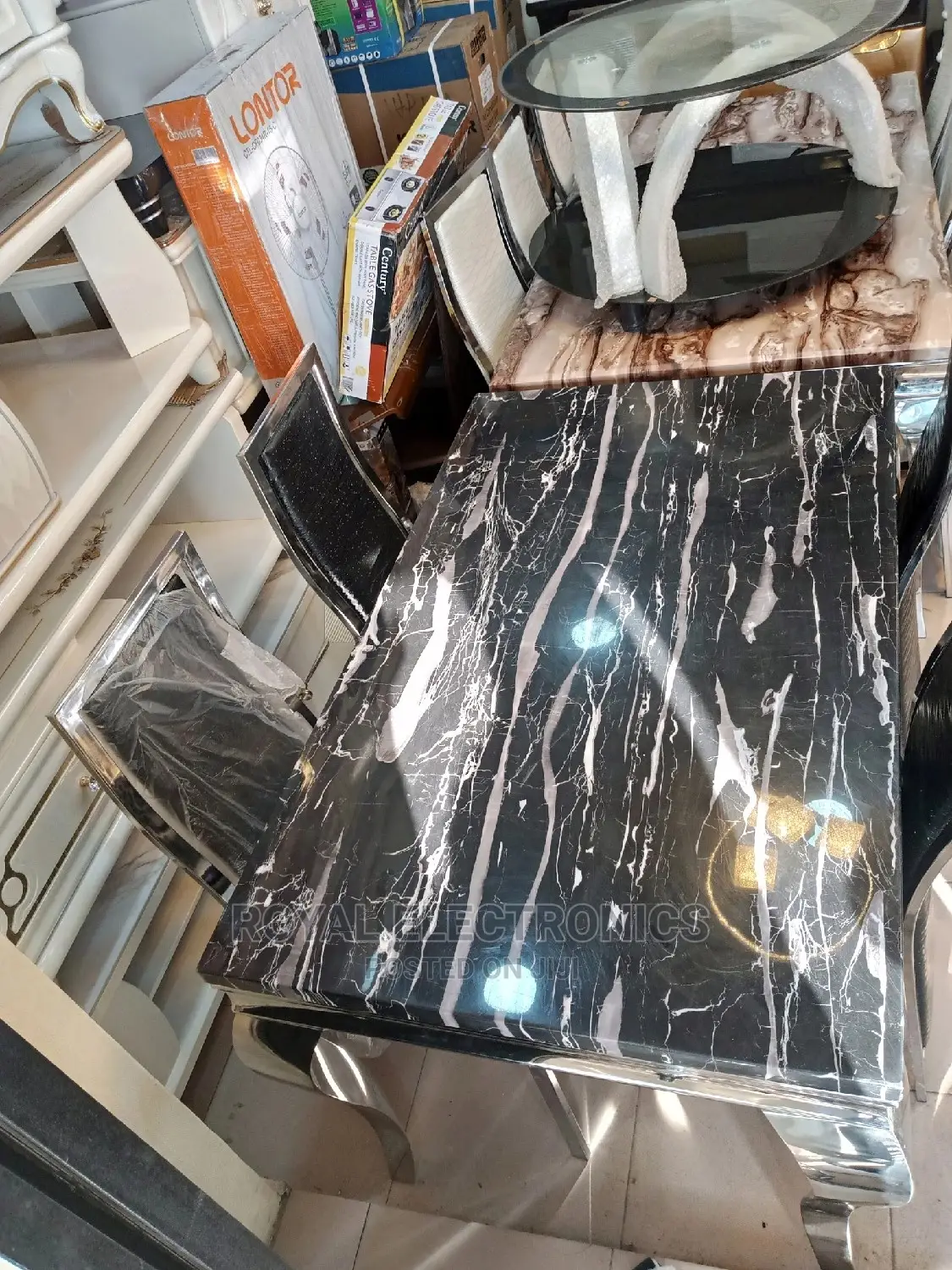 Standard 4 Chairs Modern Marble Top Dining Sets