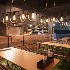 Hemp Rope Industrial Multiple Head's LED Pendant Light.