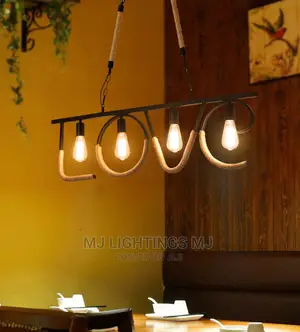 Hemp Rope Industrial Multiple Head's LED Pendant Light.