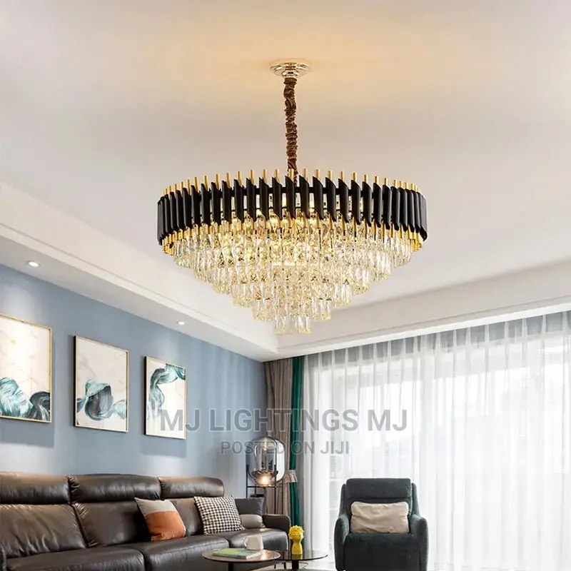 Modern Gold/Black Luxury Crystal Chandelier Light.