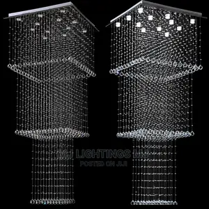 Modern Square LED Crystal Chandelier Lighting Raindrop Light