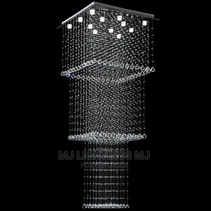 Modern Square LED Crystal Chandelier Lighting Raindrop Light