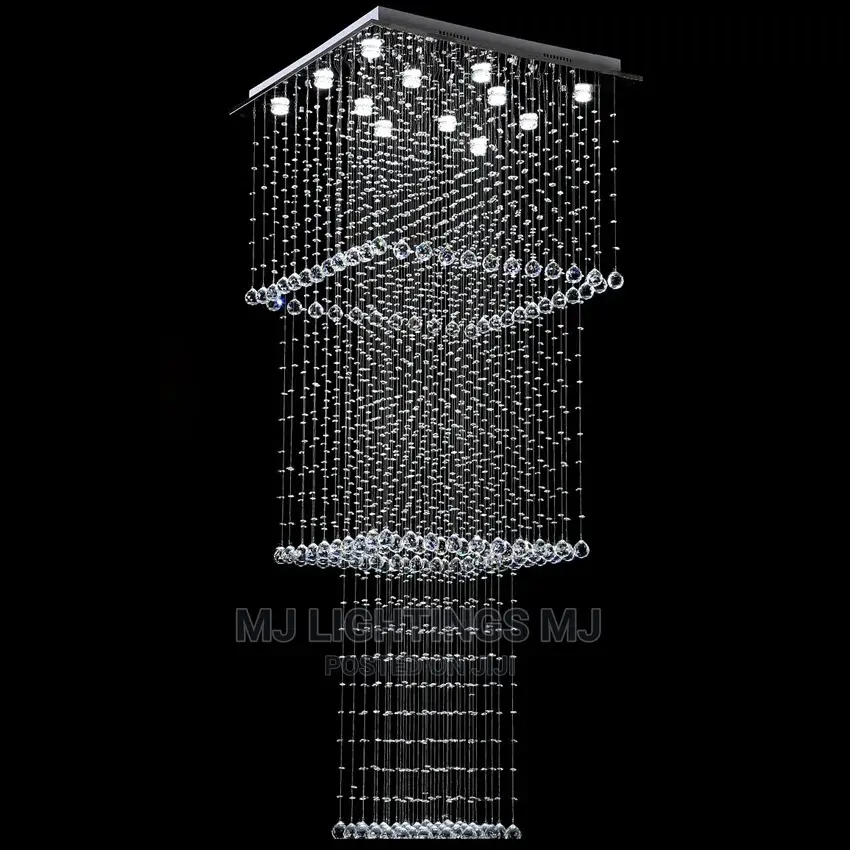 Modern Square LED Crystal Chandelier Lighting Raindrop Light