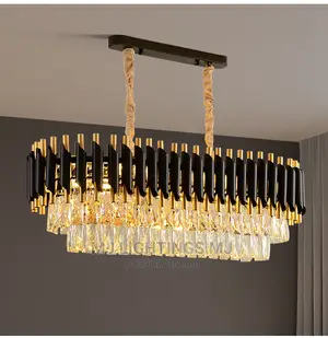 Luxury Black Gold Mental Led Chandelier for Living Room.