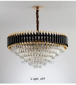 Luxury Black White Mental Led Chandelier for Living Room.