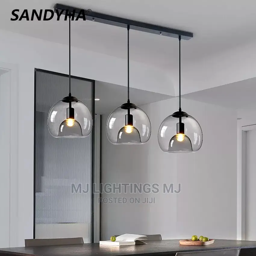 Glass LED Ceiling Chandelier Black Pendant Light.