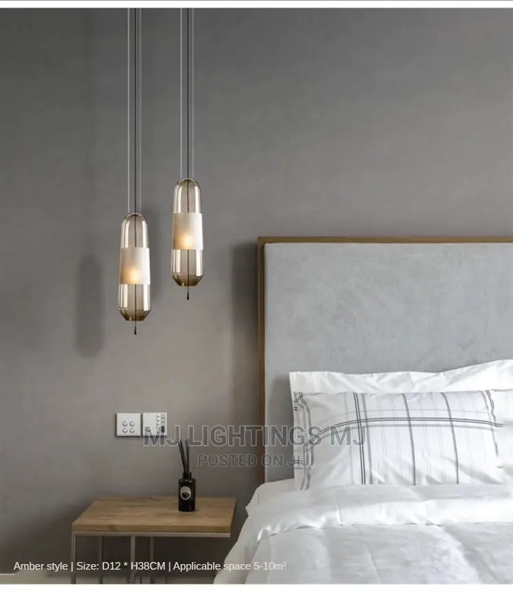 Restaurant Chandelier Lights Bedside Pendant Glass Light.