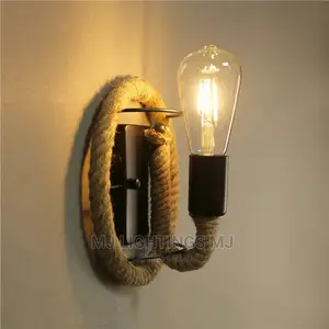 American Hemp Rope Retro Metal LED Wall Lamp.