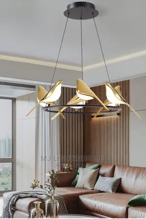 Gold LED Magpie Bird Ceiling Chandelier for Dining Room.