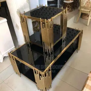 Designers Glass Center Table With Sized Stool