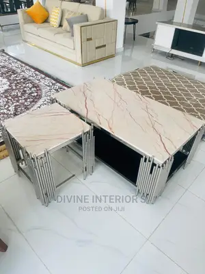 Glass Center Table With Size Stool