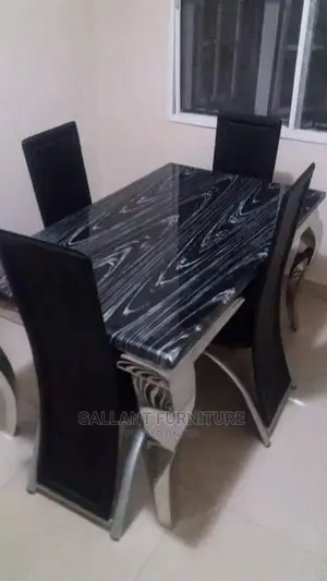 Modern 4 Seater Marble Top Dining Table Set.