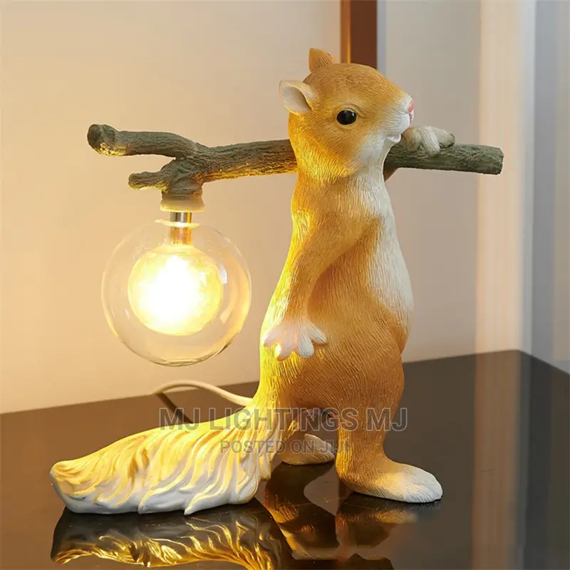 Resin Squirrel Table Lamp Mini LED Small Night Light
