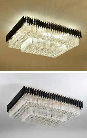 Round Rectangular Crystal Ceiling Lamp.