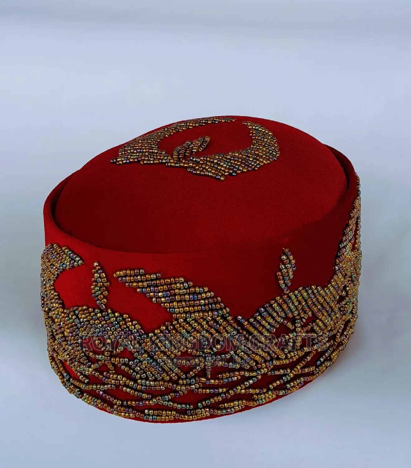 Beaded Royal Cap Red