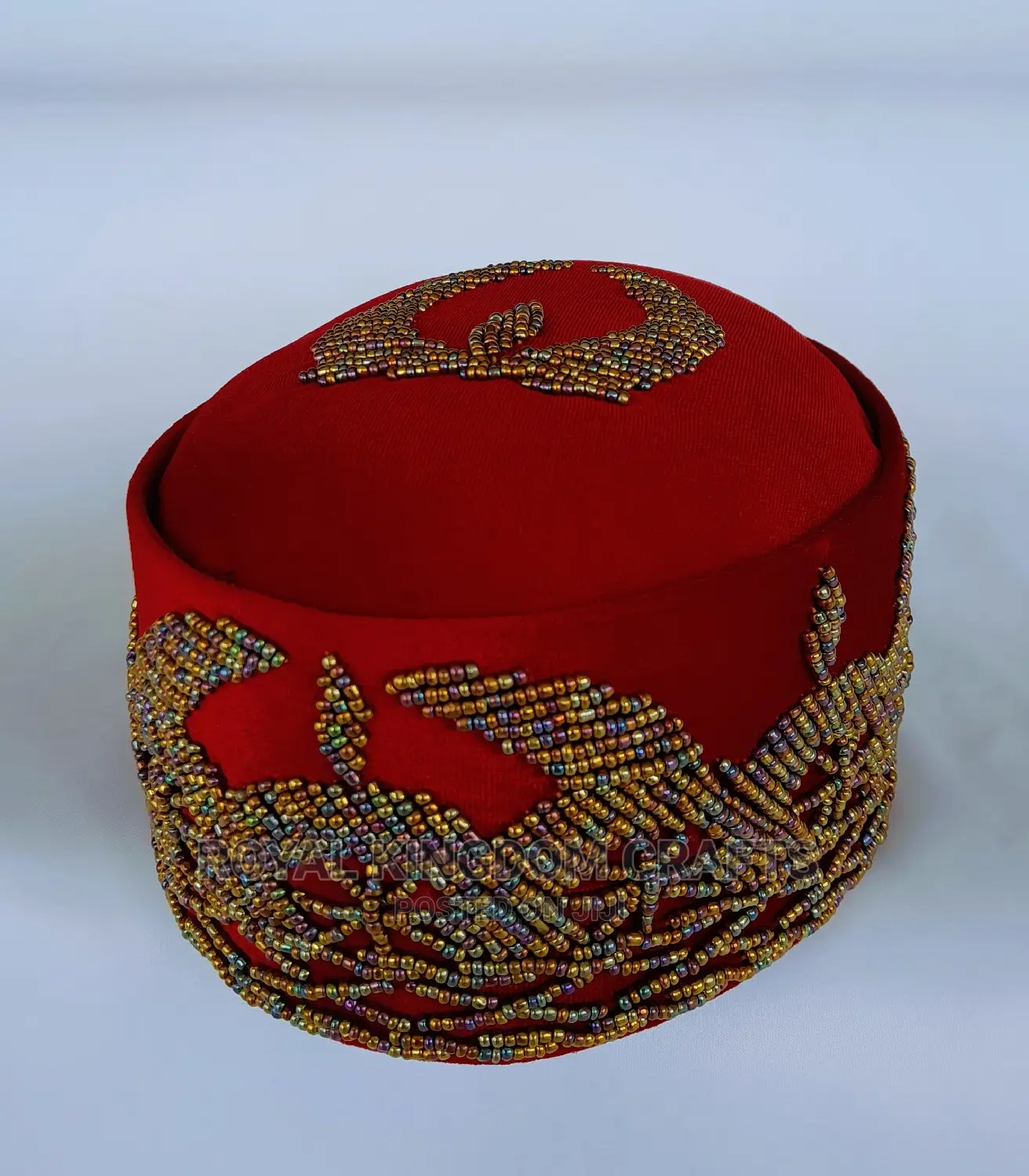 Beaded Royal Cap Red