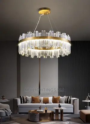 Nordic Round LED Living Room Crystal Chandelier Light.