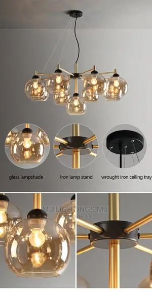 Vintage Nordic Chandelier for Kitchen Smoky Glass Ball Light