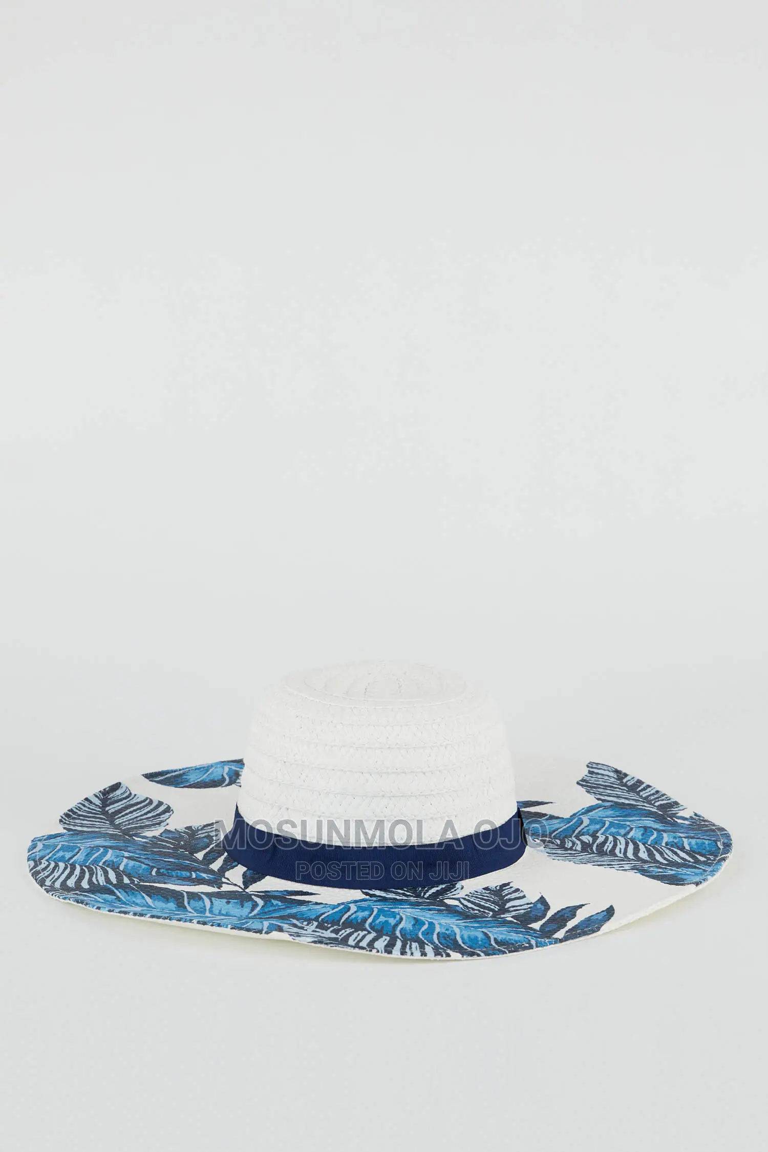 Printed Woman Straw Hat- Blue