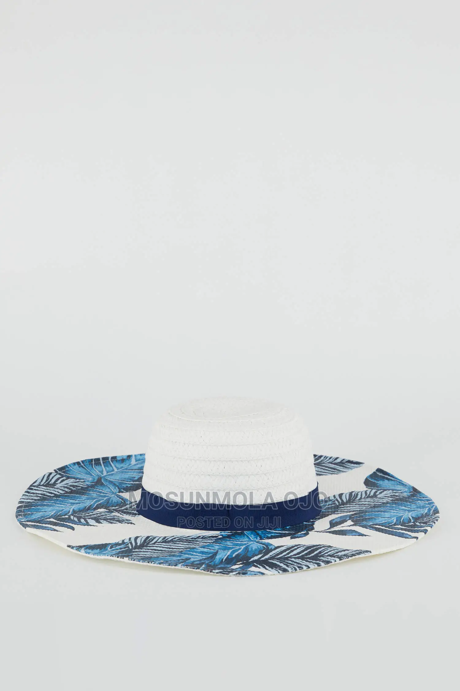 Printed Woman Straw Hat- Blue