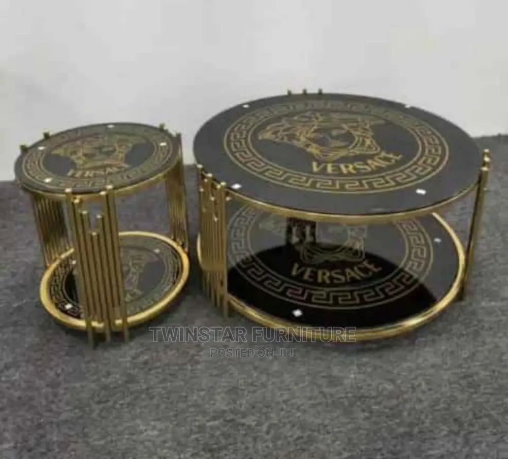 New Modern Glass Top Centre Table With Side Stools