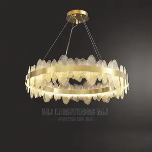 LED Postmodern Round Stainless Steel Golden Chandelier.