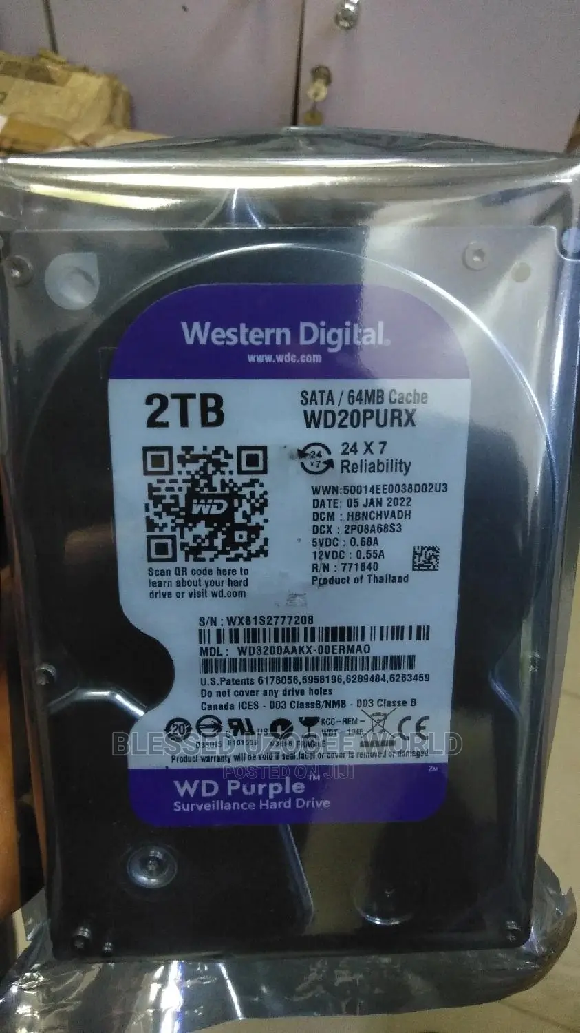 2tb WD Purple Surveillance HDD Hard Drive for CCTV, DVR,NVR