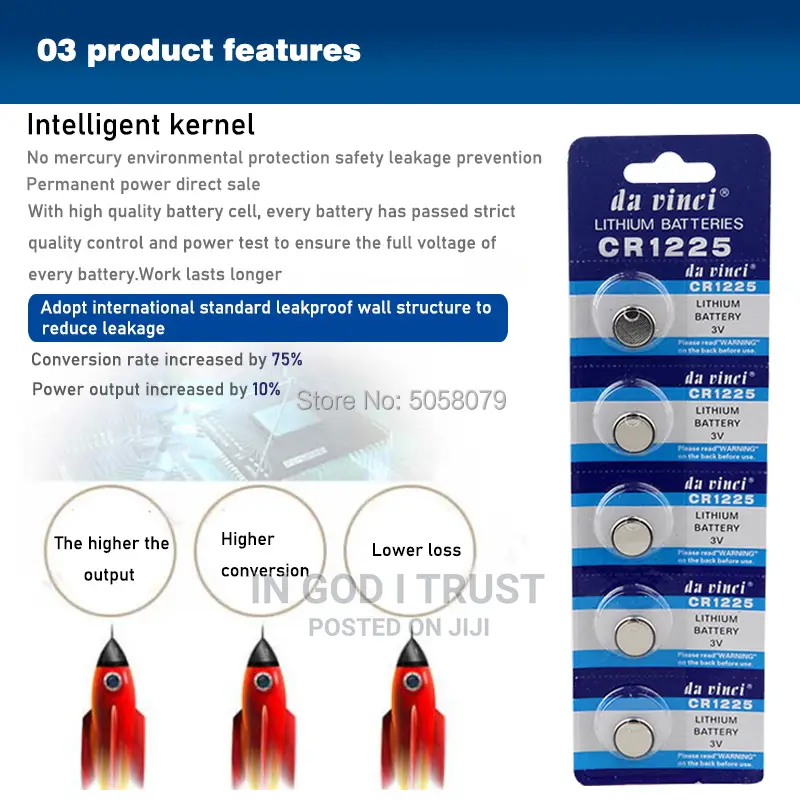 5pcs/Pack CR1225 Lithium Button Battery