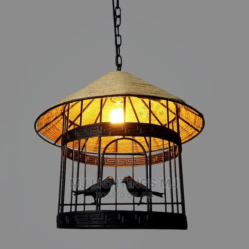 Hemp Rope Chandelier Light Retro Industrial Light.