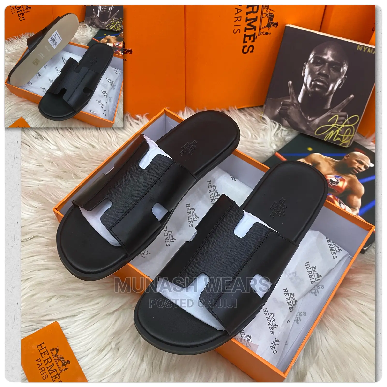 Original Leather Hermes Leather Slipers