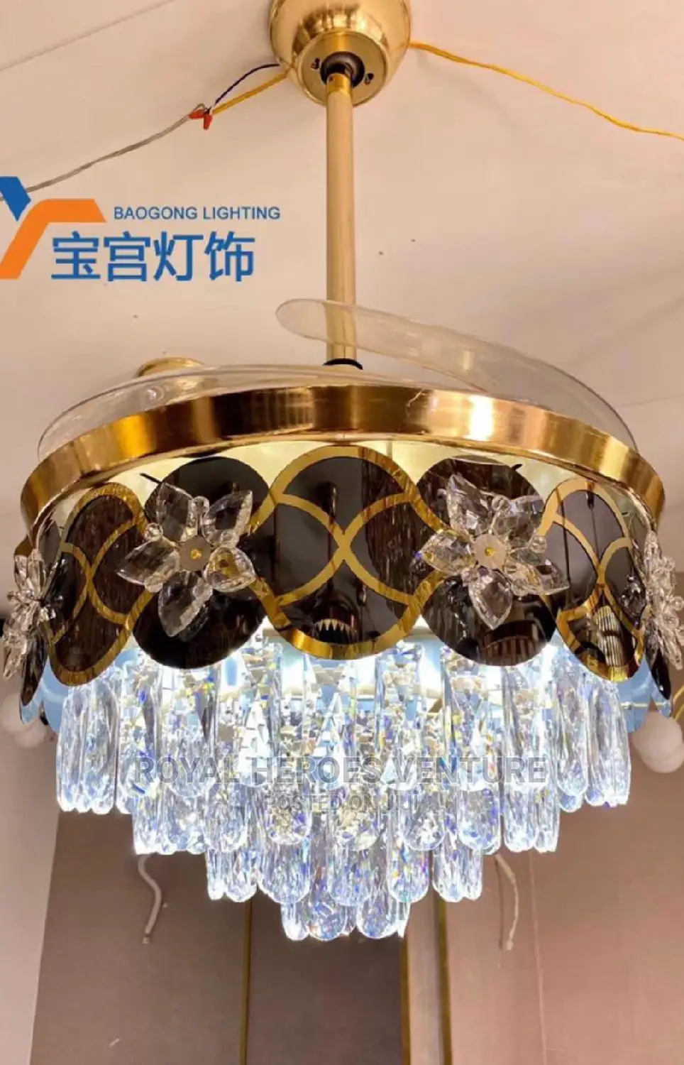 Luxury Chandelier Fan Bluetooth and Remote