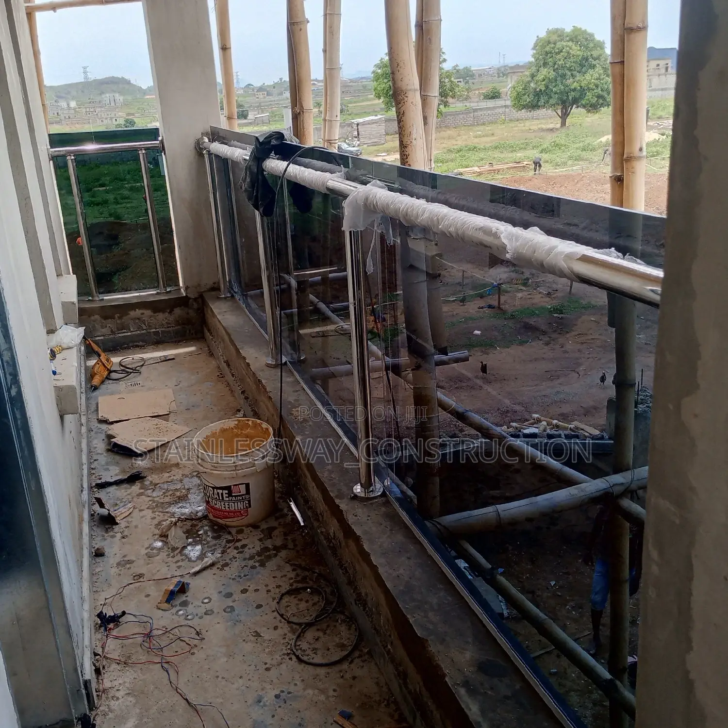 Dark Grey Glass Handrail