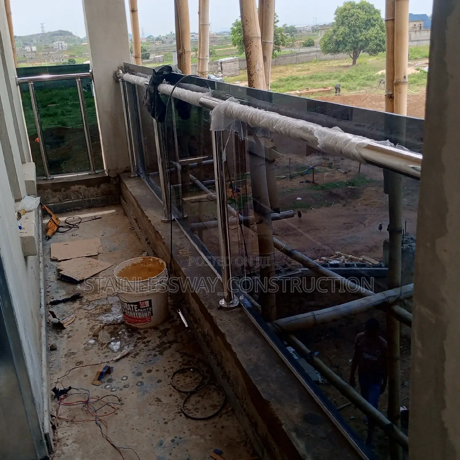 Dark Grey Glass Handrail
