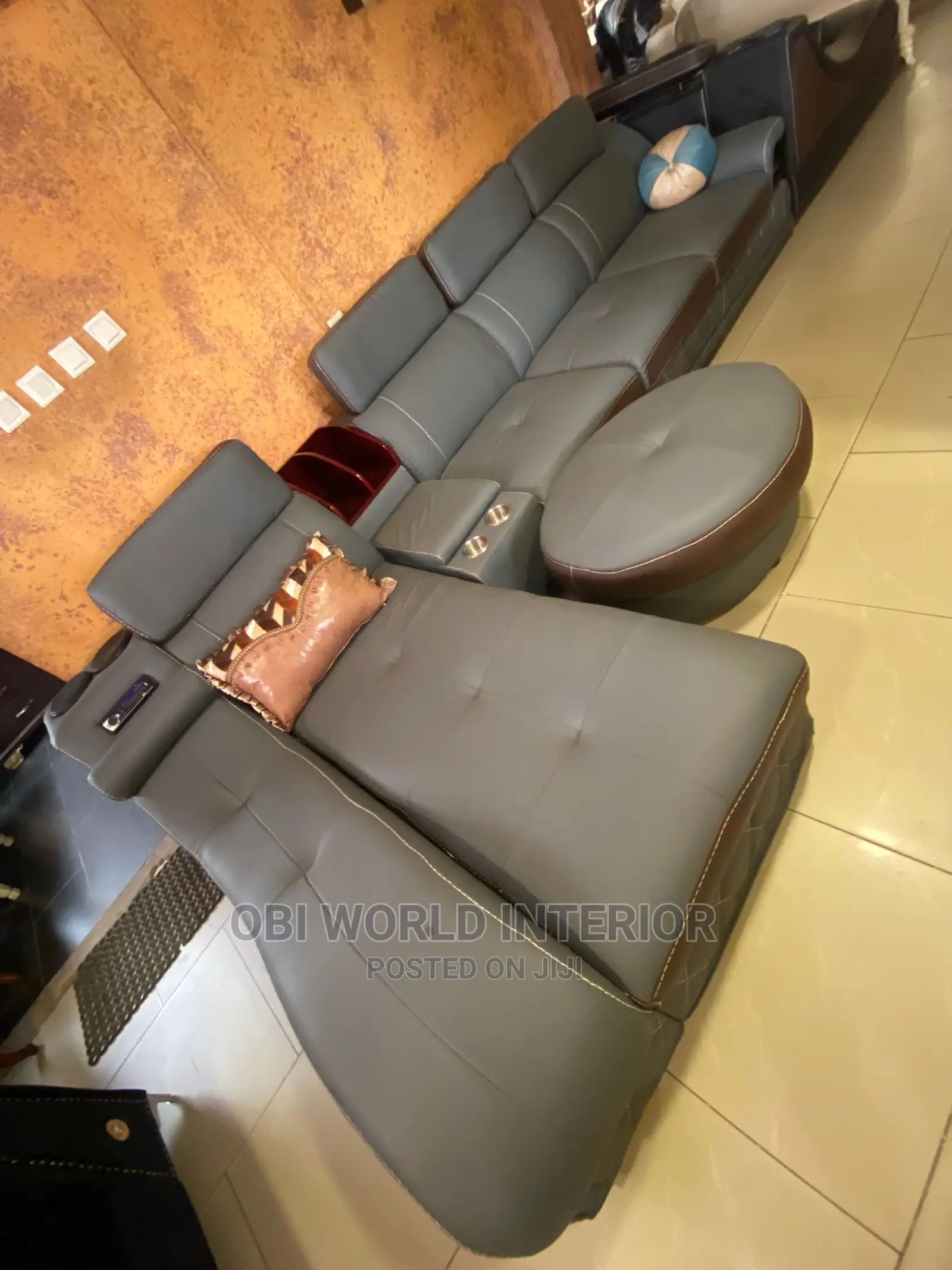 Quality Imported L Shape Leather Sofas With Sound System