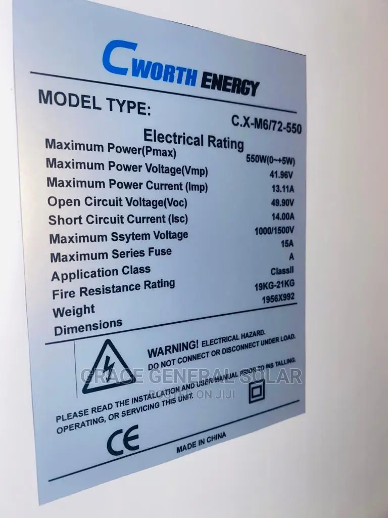 550w Cworth Energy Panel