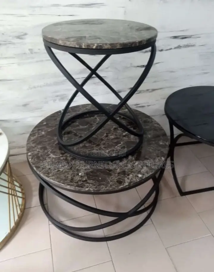 Turkish Marble Center Table With Two Side Stools.