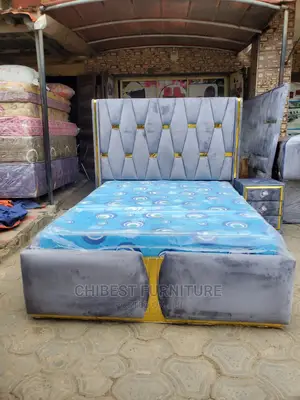 Quality 4.5by6 Upholstery Padded Bed Frame With One Bed Side