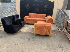 Luxury 7 Seater Living Room Fabric Made Royal Sofa Chair.