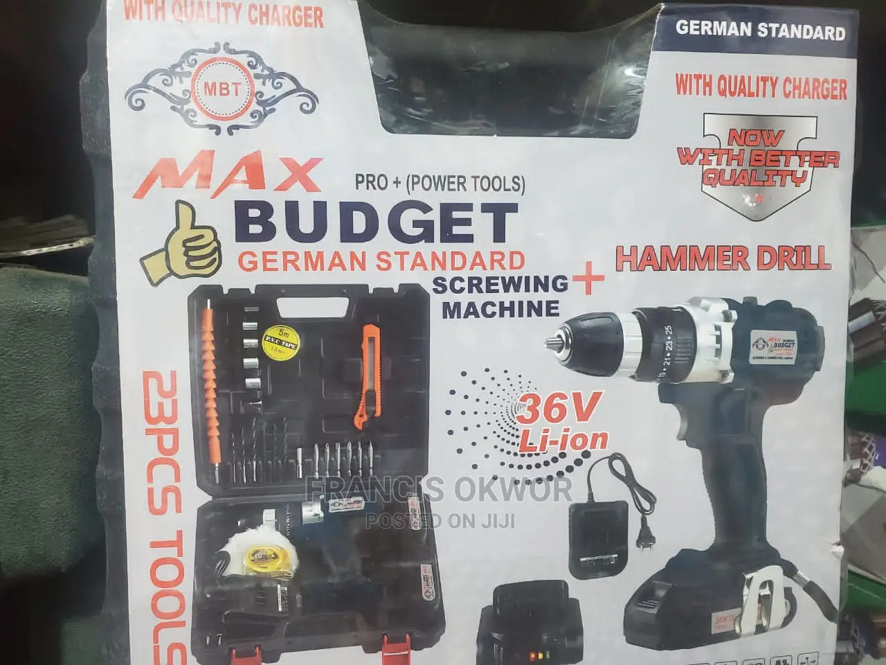 Cordless Screwing Machine Plus Hammer Drill 36V